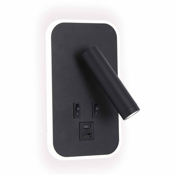 Applique LED Tanik noire avec port USB intégré, fonctionnelle et discrète 2